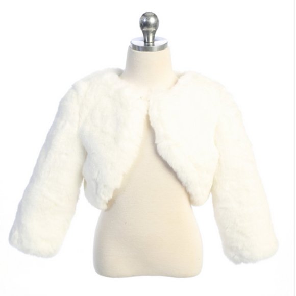 NWT Childs Faux FurIvory Jacket